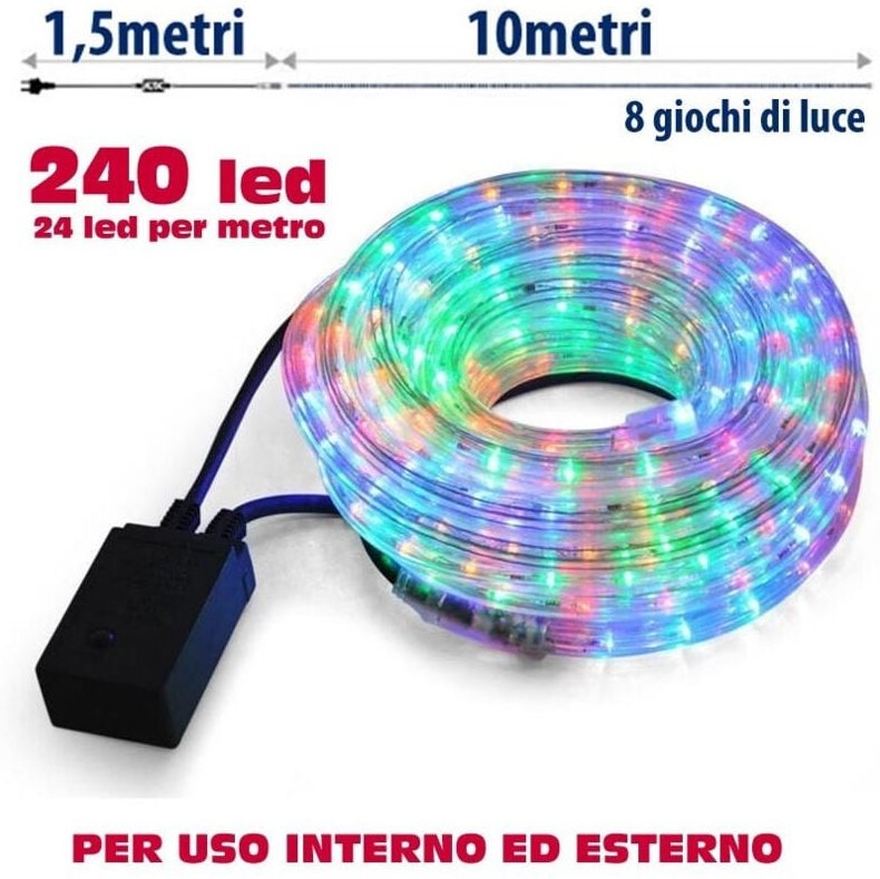 Trade Shop Traesio - Trade Shop - weihnachtslichtschlauch 10 meter mehrfarbig led-controller 8 funktionen für den aussen...