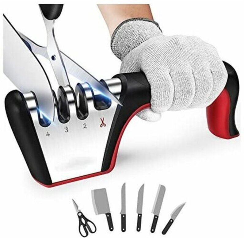 Shining House - Messerschärfer, 4-in-1-Profi-Messerschärfer, Messerschärfer für Scheren und Küchenmesser in verschiedene...