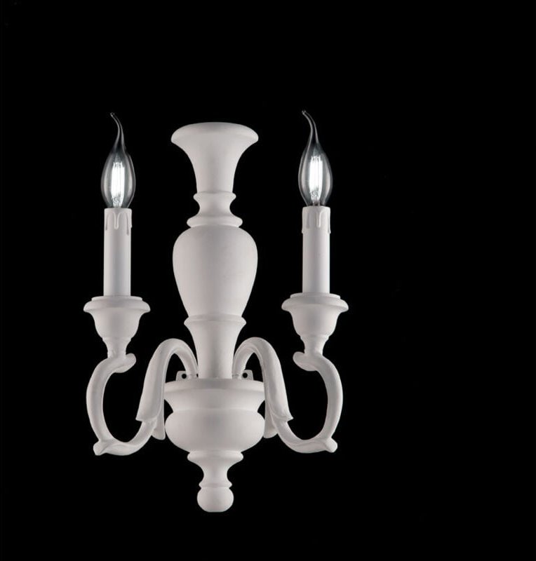 Bonetti Illumina - Fiorenza - Shabby weiße Holzwandleuchte 2 Lichter .18 - P.16 - BL172-AP2-BCO