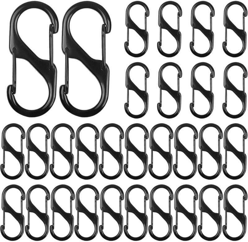 30 Stück Karabiner-Schlüsselanhänger, kleiner Karabiner, S-Karabiner, Mini-Karabinerclips in S-Form für Zuhause, Wandern...