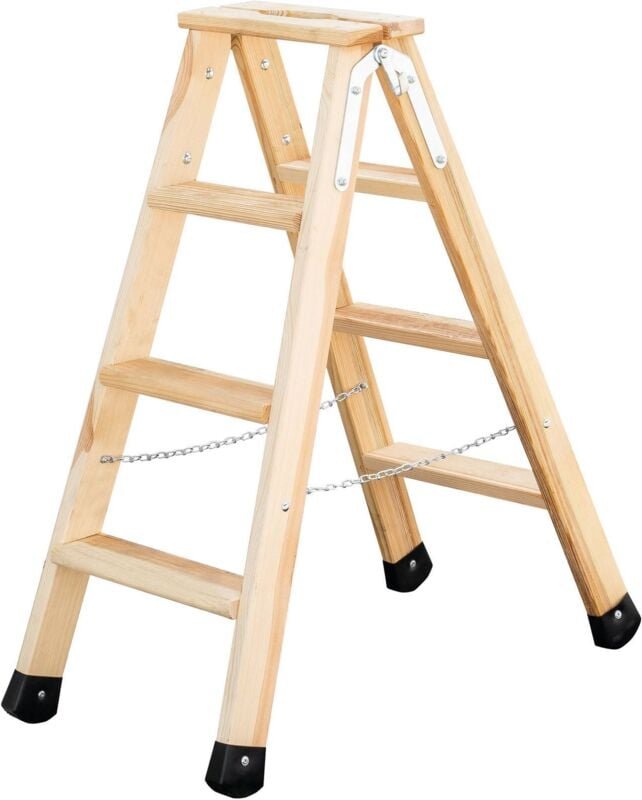 Günzburger Steigtechnik - Stufen-Stehleiter beidseitig begehbar Holz 2 x 4 Stufen - 033808