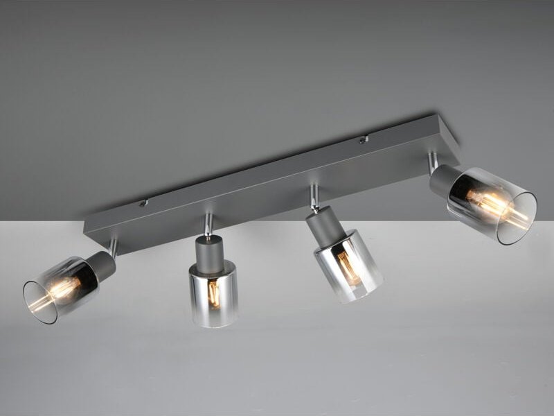 4-flammiger led Deckenstrahler mit Chrom Glasschirmen, Breite 58cm