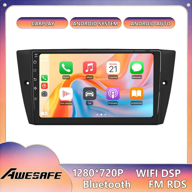 AWESAFE Autoradio Android 13 für BMW 3er Serie E90 E91 E92 E93 (2GB+32GB) 9'' Touchscreen Carplay GPS Bluetooth Android ...