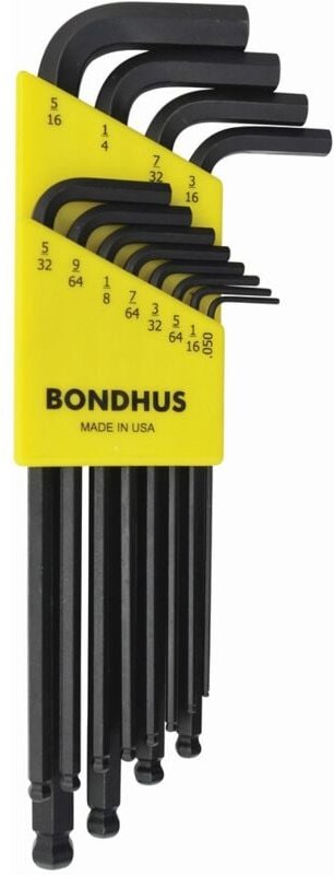 Satz mit 12 L-Schlüsseln Kugelspitze .050-5/16" Bondhus 10936