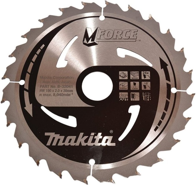CSMX19024G m-force Kreissägeblatt 190 x 30 x 2,0 mm 24 Zähne ( B-32041 ) für Holz - Makita