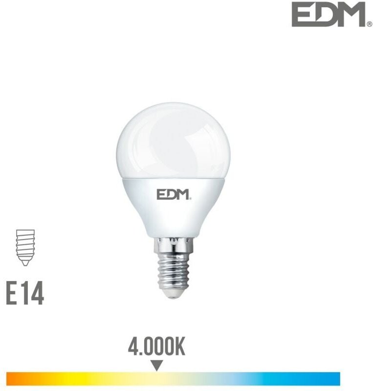 EDM - Sphärische LED-Glühbirne E14 7W 600lm 4000K Tageslicht Ø4,5x8cm