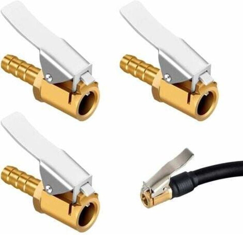 3-teilige Messing-Inflatordüse, Luftpumpenclip, Inflatorventilanschluss, Autoreifenventiladapter, für Auto- oder LKW-Rei...