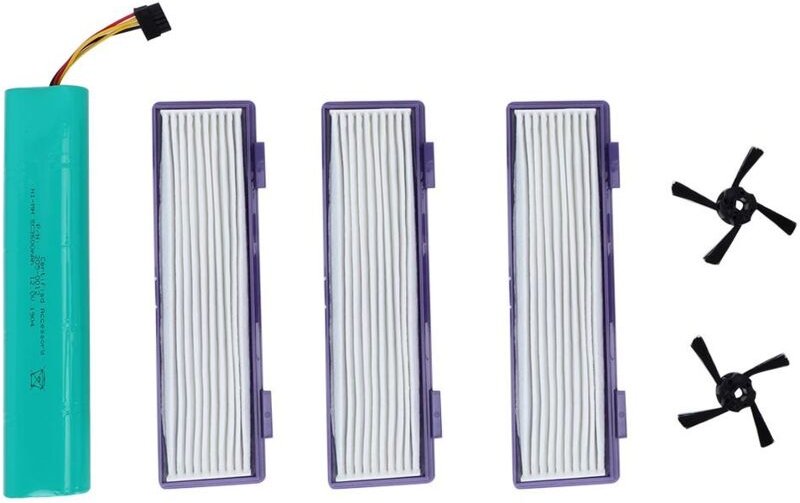 Waschbarer Ersatzfilter mit 4500-mAh-Akku für Neato D70e, D75, D80 und D85 Staubsauger – ABS, 3 Filter + Seitenbürste