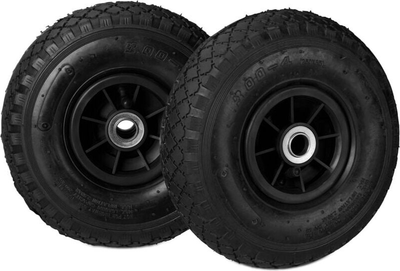 Thumbnail - 4 x Sackkarrenrad 3.00-4 im Set, Ersatzreifen, luftbereift, bis 80 kg, Kunststofffelge, 260x85 mm, Luftrad, schwarz