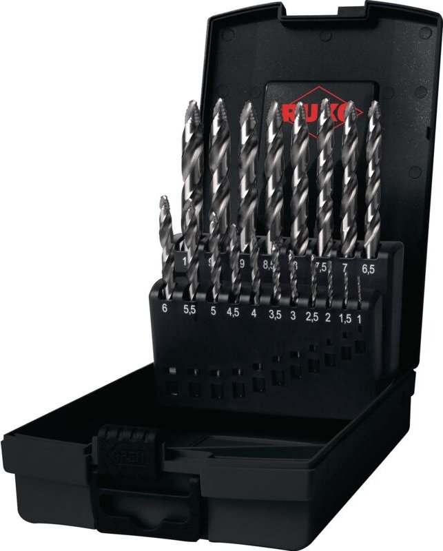 Ultimatecut Spiralbohrer-Satz din 338 Typ flowstep®, hss in Kunststoffkassette - 19 tlg. - Ruko