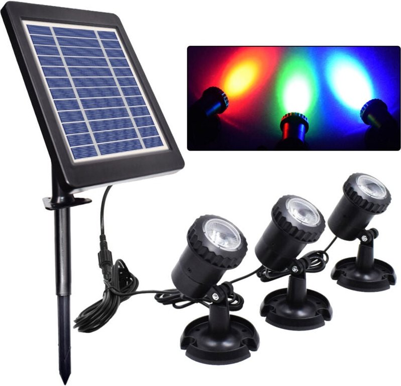Thumbnail - LED-Solarstrahler, wasserdicht, solarbetrieben, für Garten, Teich, Licht, Rasen, Hinterhof, Außenbeleuchtung, Sicherheit...