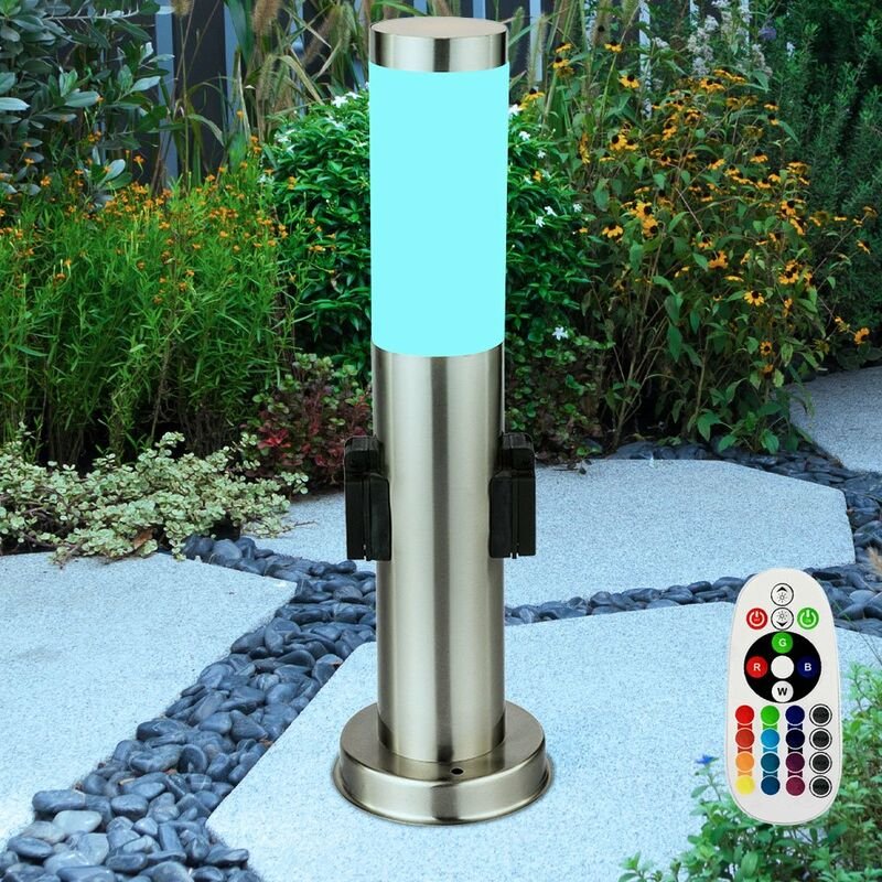 Stand Leuchte Außen Strahler Stromverteiler Fernbedienung im Set inklusive rgb led Leuchtmittel
