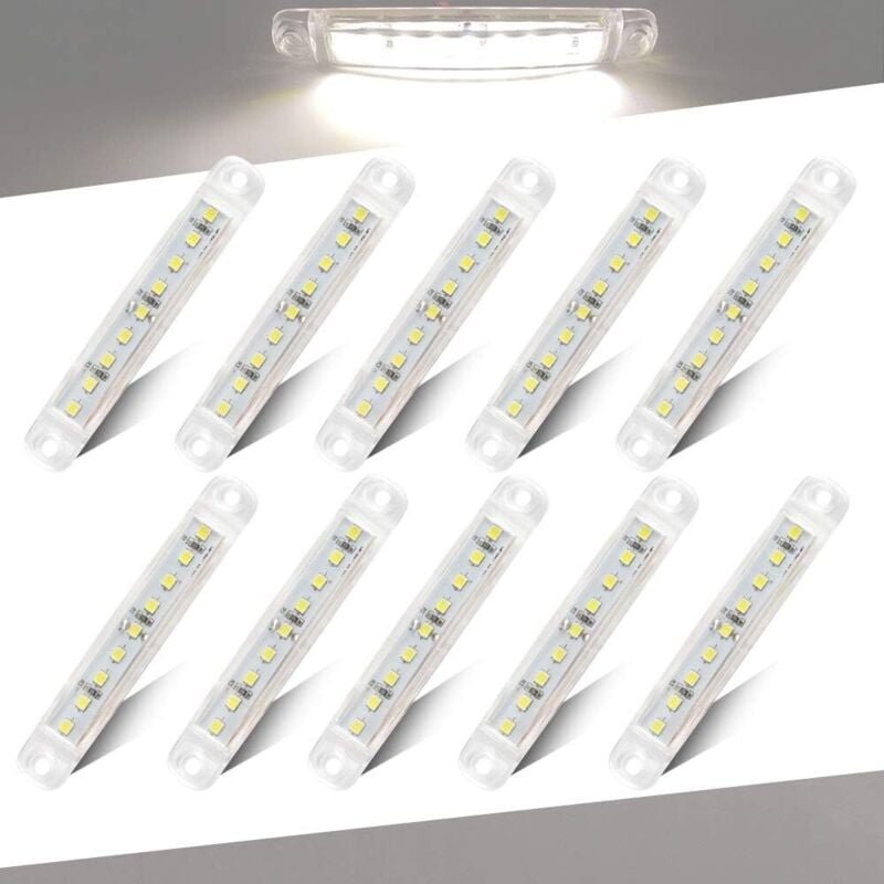 10 stücke Weiß 9LED Anhänger Seite Marker Lichter Lkw Lkw Position Lichter 3.9 "Umriss Lichter Warn Licht Für Fahrzeug A...