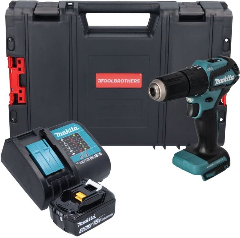 Dhp 483 SF1J-R Akku Schlagbohrschrauber 18V 40Nm + 1x Akku 3,0 Ah + Ladegerät + rhino - Makita