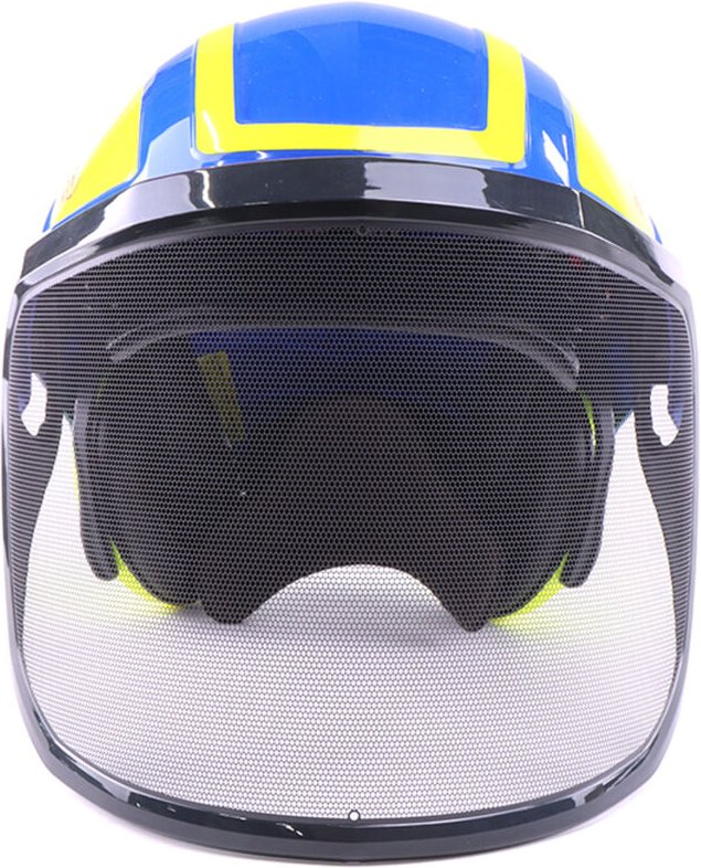 Forsthelm / Schutzhelm mit Gehörschutz und Visier Integral Forest Blau/Gelb Blau/Gelb mit Ätzmetallvisier F39 - Blau/Gel...