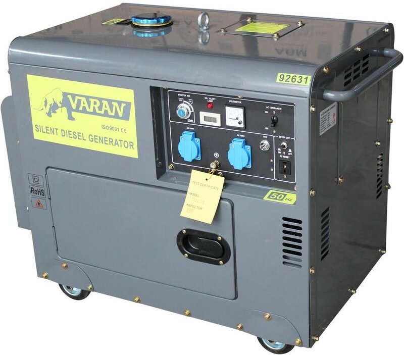 Varan Motors - 92631 GENERATOR STROMERZEUGER STROMAGGREGAT NOTSTROMAGGREGAT 5,5kW 2x230V+12V DIESEL