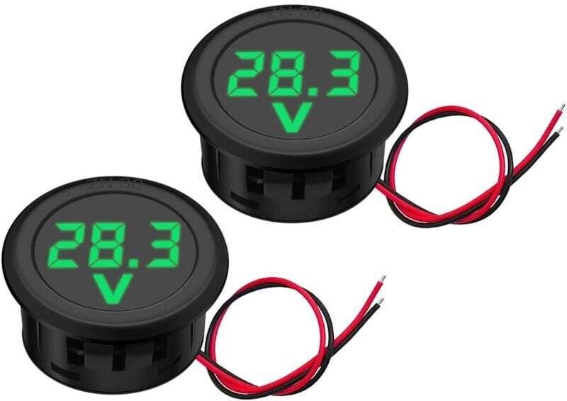 2er-Pack Voltmeter Digital Voltmeter Messgerät Tester DC 5-100 V grüne LED-Anzeige Auto Motorrad Batterie Monitor LED