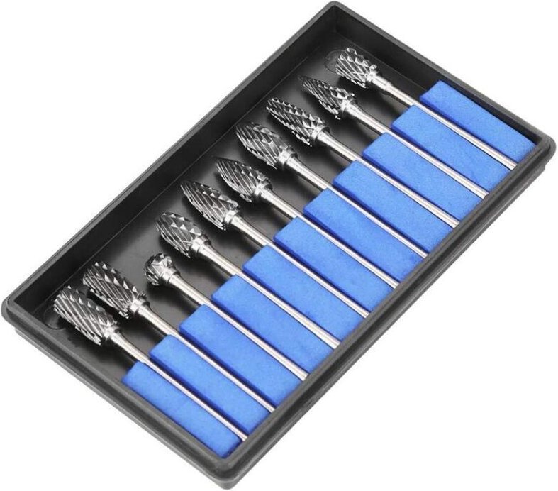 10-teiliges Set aus 3–6 mm Hartmetall-Rotationsfräsern mit Doppelschneidkopf für Dremel-Rotationswerkzeuge