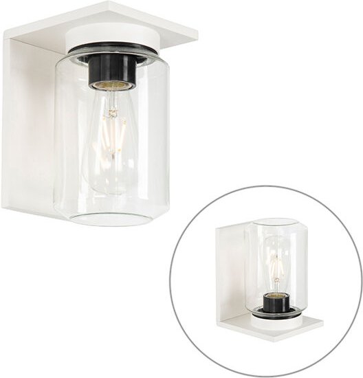 Moderne Wandleuchte Weiß mit Klarglas IP54 - Marshall
