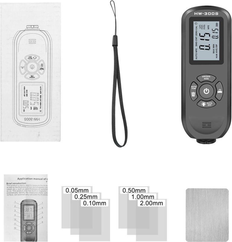 Zoternen - Autolacktester, Schichtdickenmessgerät mit hintergrundbeleuchtetem digitalem LCD-Display, Tiefendetektor, Mes...