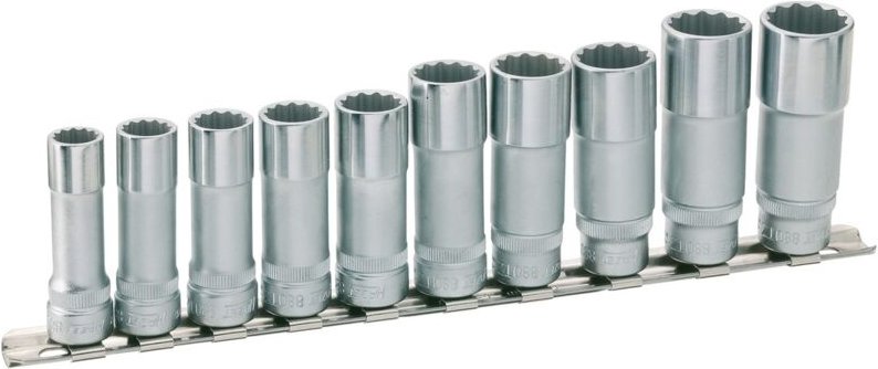 Doppelsechskant Steckschlüsseleinsatz Satz, Vierkant hohl 10 mm (3/8), Außen-Doppel-Sechskant Profil, 10 - 19, Anzahl We...