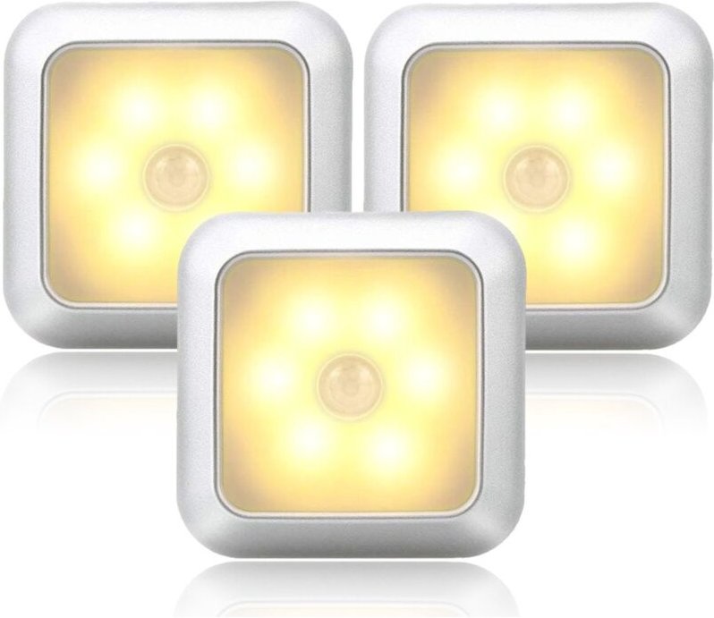 Longziming LED-Nachtlichtset – Bewegungsmelder – 3-teilig – Bewegungs- und Lichtsensor – Warmweiß – Für Schränke, Regale...