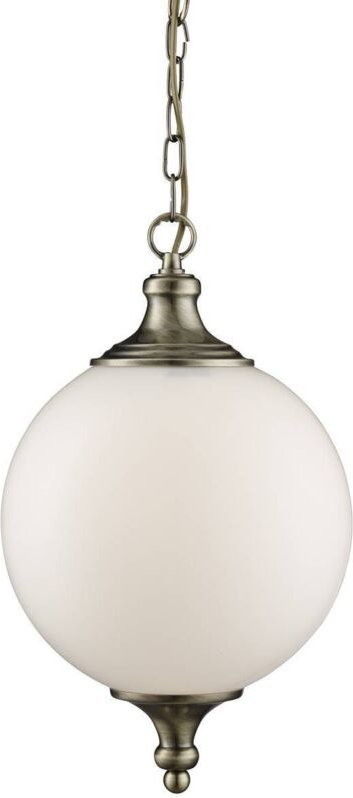 Avalon - 1 Light Globe Deckenanhänger Antik Messing, Opalglas, E27 - Searchlight