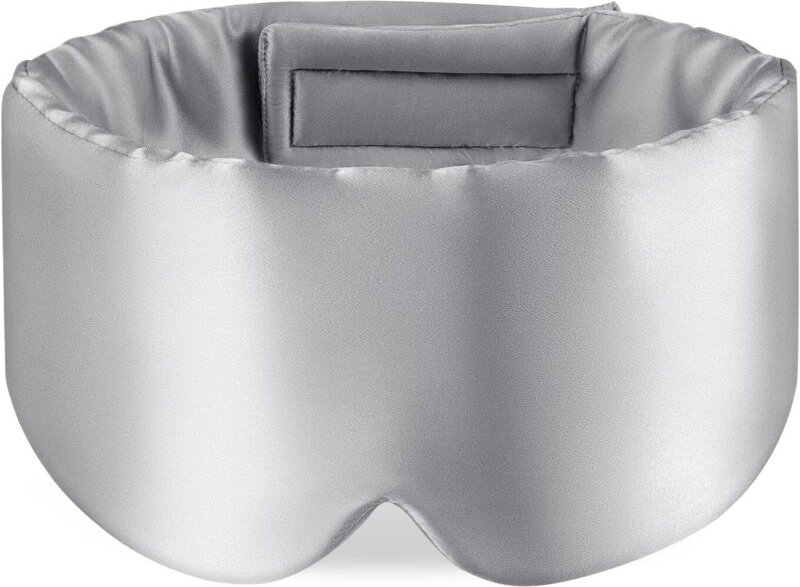 Schlafmaske aus Maulbeerseide mit verstellbarem Kopfband für Damen und Herren, große Schlafmaske und Kopfband zum Schlaf...
