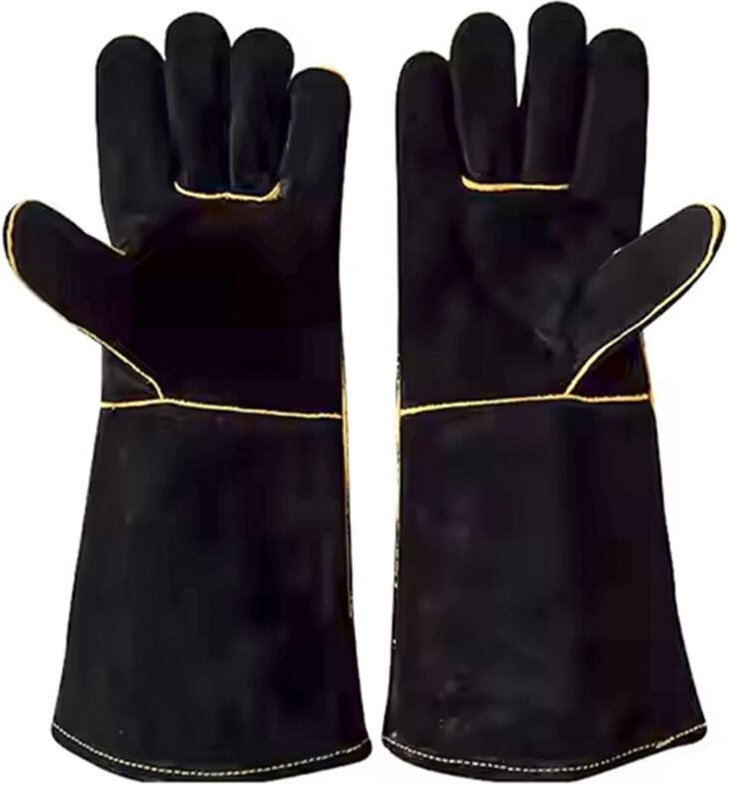 Sannover - Grillhandschuhe schwarzem Leder hitzebeständig Kamin-Handschuhe