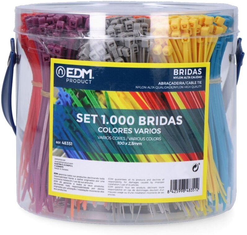 Set mit 1000 Kabelbindern, verschiedene Farben, präsentiert im Glas 48351