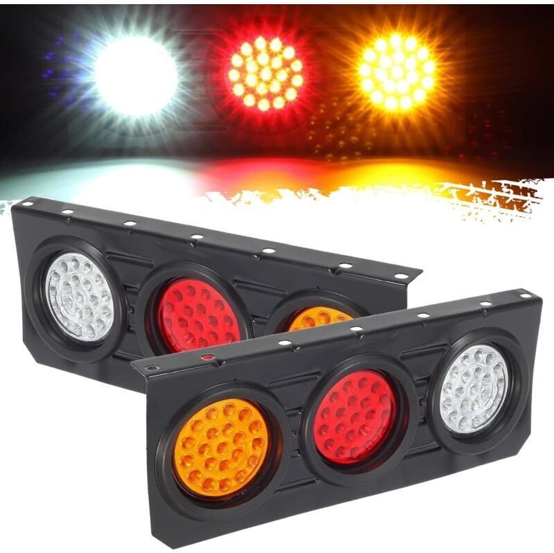 LED-Rücklichtset für LKW-Anhänger, Bremslicht, Blinker, Rückfahrlicht mit Metallhalterung, wasserdicht, 12–30 V, 4 Zoll,...