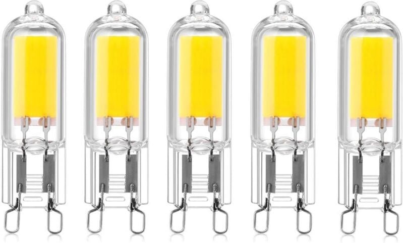 Ersandy - 5 Stück 2 w G9 COB-LED-Glühbirne mit Kapselsockel, 220 v, 200 Lumen, 10 W-20 w Halogenbirne, entspricht für Kr...