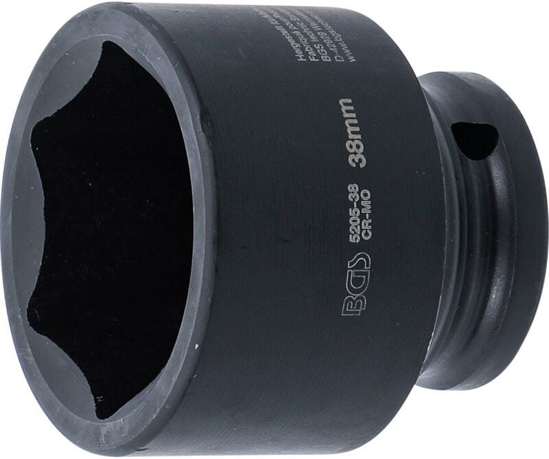 Thumbnail - Bgs Technic - Kraft-Steckschlüssel-Einsatz Sechskant Antrieb Innenvierkant 12,5 mm (1/2') sw 38 mm