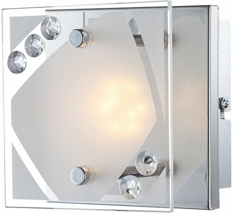 Led 4 Watt Wand Leuchte Strahler Beleuchtung Glas satiniert Kristalle Globo 41713-1