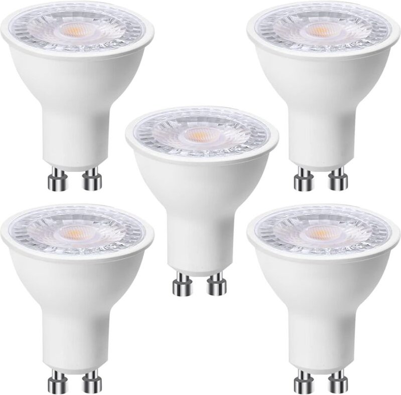 5er Set GU10 LED Leuchtmittel 6W (entspricht 60W), Kaltweiß 6000K 500 Lumen, Gu10 LED Leuchtmittel 120° breitstrahlend, ...