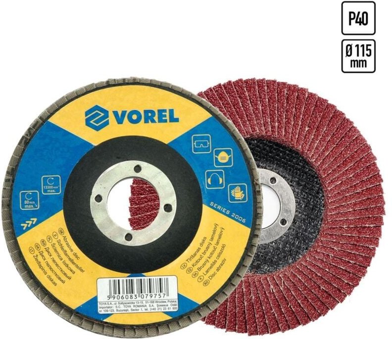 Vorel - Fächerscheibe Schleifscheiben Winkelschleifer Lamellenschleifscheibe Schleifmittel Fächerschleifscheibe P40, P60...