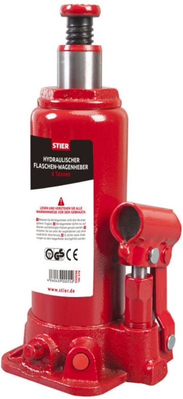 Hydraulik Flaschen-Wagenheber, hohe Belastbarkeit von bis zu 2 Tonnen, mit langem Pumphebel, Car-Jack, Hubhöhe bis 345 m...