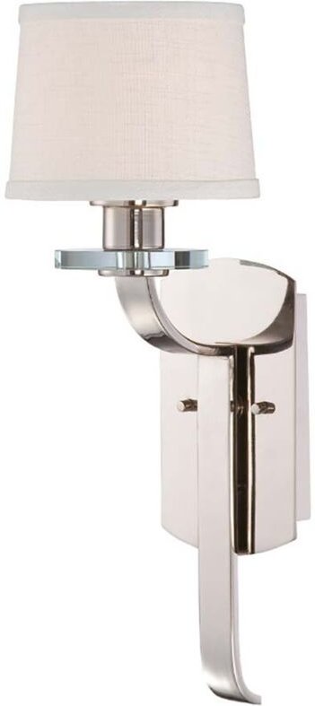 Wandleuchte Lampe Flurleuchte Optikglas Leinen Metall Silber h 16,5 cm 1 Flammig