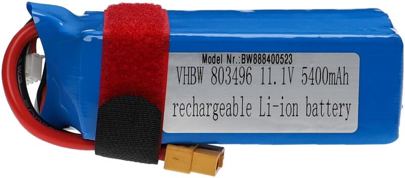 Akku kompatibel mit XT60 Stecker für Modellbau z.B. Racing Car, Helikopter, Flugzeug (5400mAh, 11,1V, Li-Polymer, 104 x ...