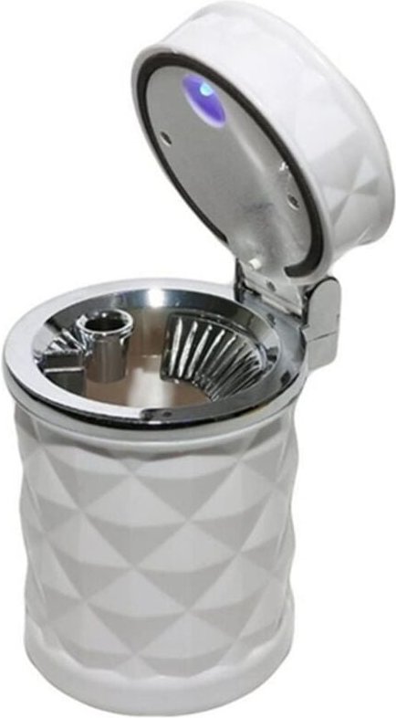 Tlily - Tragbarer LED-Autoaschenbecher mit Deckel und LED-Licht, Aschenbecher mit Rautenmuster und Lüftungshalterung für...