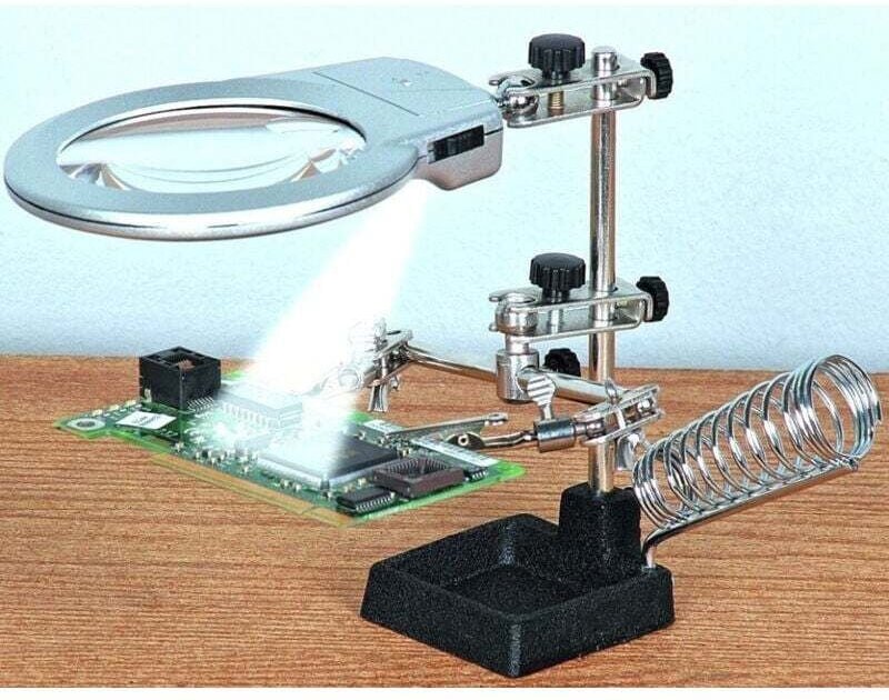 2,25 Zoll 4-fache Lupe mit dritter Handklemme für Tischlöten und Modellbau - - Ymyny