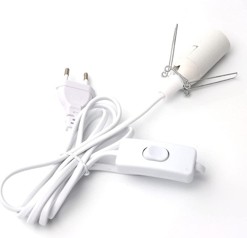 Salzlampenkabel mit Schalter – E14 – 1,8 m – Salzlampenfassung, Weiß