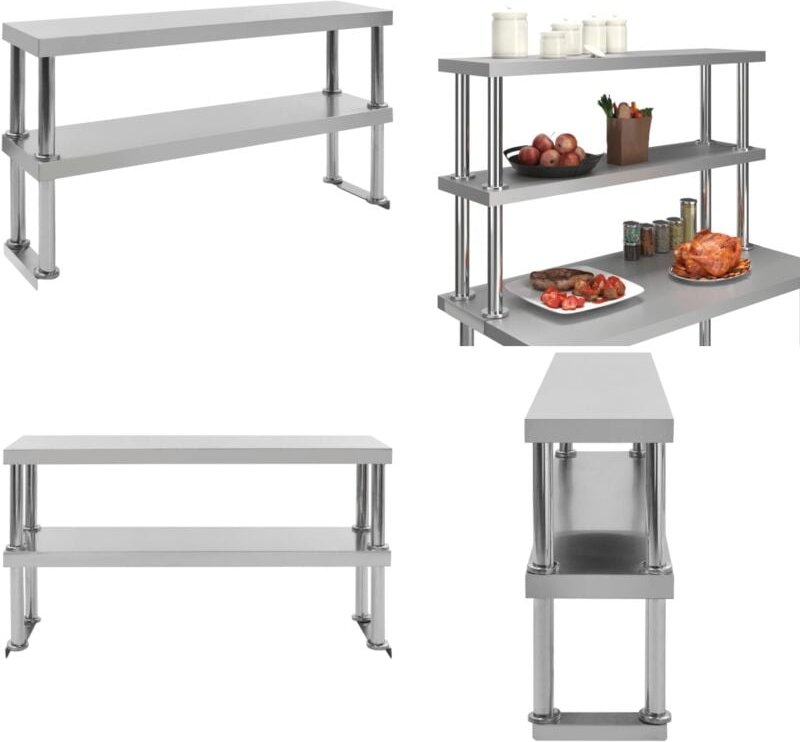 2-stufiger Arbeitstisch-Aufsatz 120 x 30 x 65 cm Edelstahl - Aufsatzboard - Aufsatzboards - Home & Living