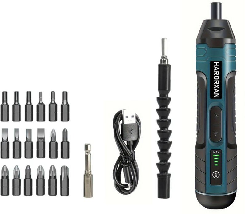 21-in-1-Akkuschrauber, wiederaufladbarer 3,6-V-Schraubendreher, Akkuschrauber mit max. 5 Nm Drehmoment, 4-Gang-Drehmomen...