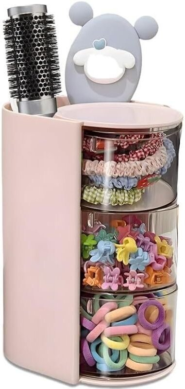 3-lagiger, transparenter Haarorganizer, um 180° drehbarer Kunststoff-Stirnbandhalter