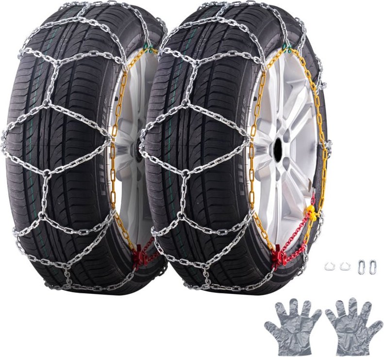 Mophorn Schneeketten, Mangan-legierter Stahl-Notfall-Traktionsketten für Autos, SUVs, Trucks, Pickups, Silber, 2 STK, la...