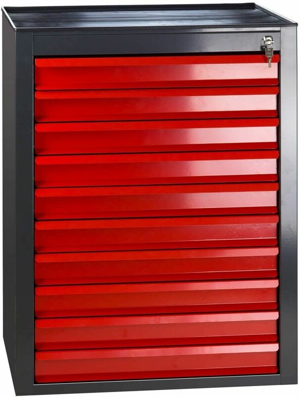 Metall Schubladenschrank Werkzeugschrank Fernando Maxi 10 Schubladen Anth./Rot