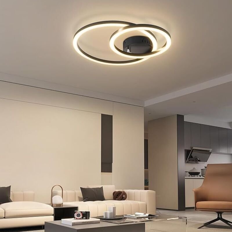 GBLY LED Deckenleuchte Wohnzimmer 40 cm 23 W Küchenlampe 3000 K Warmweiß Modern Zweiring Design Für Küche Schlafzimmer F...