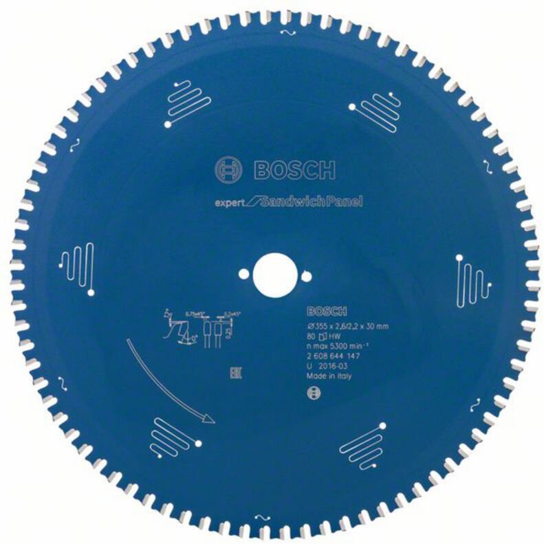 Kreissägeblatt Expert for Sandwich Panel, 355 x 30 x 2,6 mm, 80 - Bosch