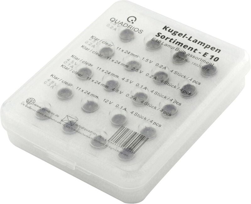 Quadrios - 1802O018 Skalenlampe 1.5 v, 2.5 v, 4.5 v, 4.8 v, 12 v Sockel E10 20 Teile